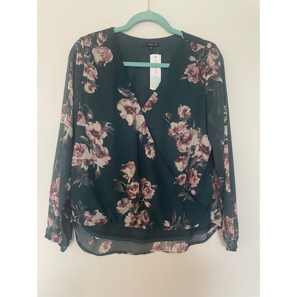 NWT West Kei for Stitchfix floral surplice blouse Sz M